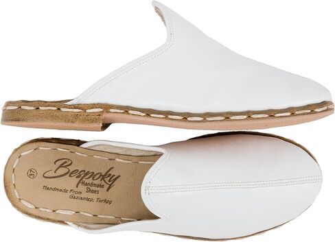 Ottoman White Color Artisan Handcrafted Genuine Leather Zero Drop Slippers For Men Wide Toe Box Flexible Sole Lightweight Breathable Eco-Friendly Grounding Minimalist Shoes in Saudi Arabia