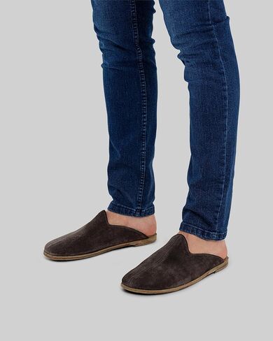 Golden Horn Brown Color Artisan Handcrafted Suede Genuine Leather Grounding Barefoot Shearling Slipper For Men Wide Toe Box Flexible Sole Lightweight Breathable Eco-Friendly Grounding Minimalist Shoes in Saudi Arabia