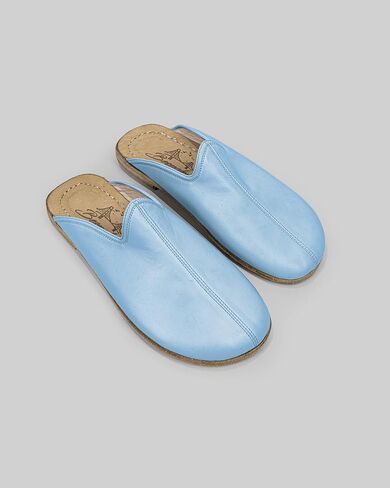 Pierre Loti Baby Blue Color Artisan Handcrafted Genuine Leather Grounding Barefoot Slipper For Men Wide Toe Box Flexible Sole Lightweight Breathable Eco-Friendly Grounding Minimalist Shoes in Saudi Arabia