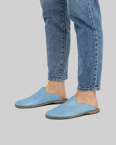 Pierre Loti Baby Blue Color Artisan Handcrafted Genuine Leather Grounding Barefoot Slipper For Men Wide Toe Box Flexible Sole Lightweight Breathable Eco-Friendly Grounding Minimalist Shoes in Saudi Arabia