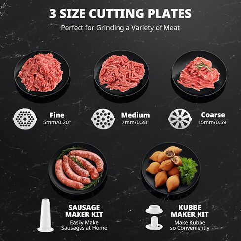 مفرمة لحم كهربائية من AIRMSEN وصانعة ضغط صلصة الطماطم مع مصفاة - آلة مطحنة طعام شديدة التحمل لطحن اللحوم وصنع صلصة الطماطم والسجق والكبة لاستخدام المطبخ المنزلي in Kuwait