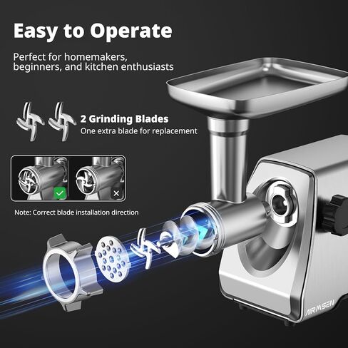 مفرمة لحم كهربائية من AIRMSEN وصانعة ضغط صلصة الطماطم مع مصفاة - آلة مطحنة طعام شديدة التحمل لطحن اللحوم وصنع صلصة الطماطم والسجق والكبة لاستخدام المطبخ المنزلي in Kuwait