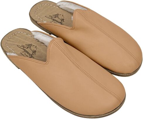 Golden Horn Undyed Artisan Handcrafted Genuine Leather Grounding Barefoot Shearling Slipper For Men Wide Toe Box Flexible Sole Lightweight Breathable Eco-Friendly Grounding Minimalist Shoes in Saudi Arabia