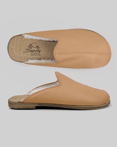 Golden Horn Undyed Artisan Handcrafted Genuine Leather Grounding Barefoot Shearling Slipper For Men Wide Toe Box Flexible Sole Lightweight Breathable Eco-Friendly Grounding Minimalist Shoes in Saudi Arabia