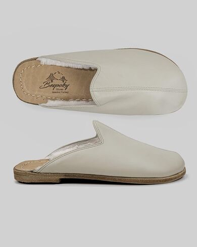Golden Horn Lucas Beige Color Artisan Handcrafted Genuine Leather Grounding Barefoot Shearling Slipper For Men Wide Toe Box Flexible Sole Lightweight Breathable Eco-Friendly Grounding Minimalist Shoes in Saudi Arabia
