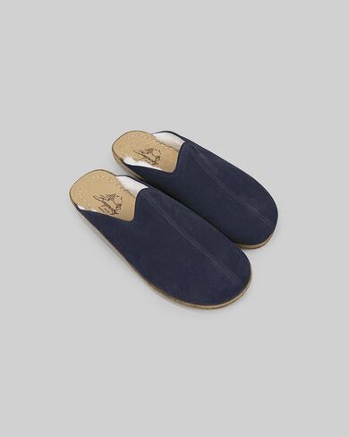 Golden Horn Navy Color Artisan Handcrafted Nubuck Genuine Leather Grounding Barefoot Shearling Slipper For Men Wide Toe Box Flexible Sole Lightweight Breathable Eco-Friendly Grounding Minimalist Shoes in Saudi Arabia