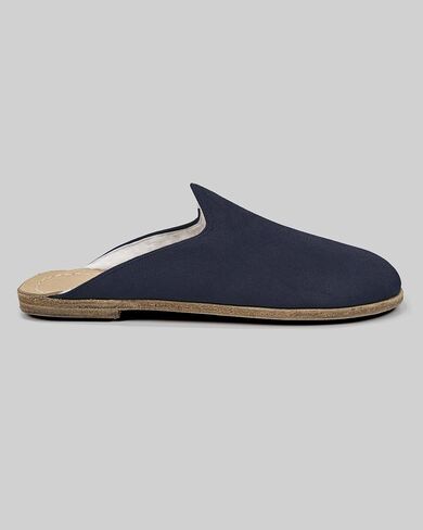 Golden Horn Navy Color Artisan Handcrafted Nubuck Genuine Leather Grounding Barefoot Shearling Slipper For Men Wide Toe Box Flexible Sole Lightweight Breathable Eco-Friendly Grounding Minimalist Shoes in Saudi Arabia