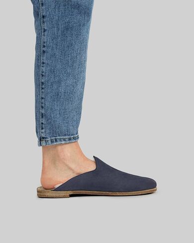 Golden Horn Navy Color Artisan Handcrafted Nubuck Genuine Leather Grounding Barefoot Shearling Slipper For Men Wide Toe Box Flexible Sole Lightweight Breathable Eco-Friendly Grounding Minimalist Shoes in Saudi Arabia