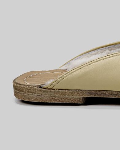 Golden Horn Lemon Yellow Color Artisan Handcrafted Leather Grounding Barefoot Shearling Slipper For Men Wide Toe Box Flexible Sole Lightweight Breathable Eco-Friendly Grounding Minimalist Shoes in Saudi Arabia