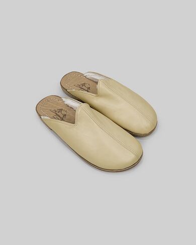 Golden Horn Lemon Yellow Color Artisan Handcrafted Leather Grounding Barefoot Shearling Slipper For Men Wide Toe Box Flexible Sole Lightweight Breathable Eco-Friendly Grounding Minimalist Shoes in Saudi Arabia