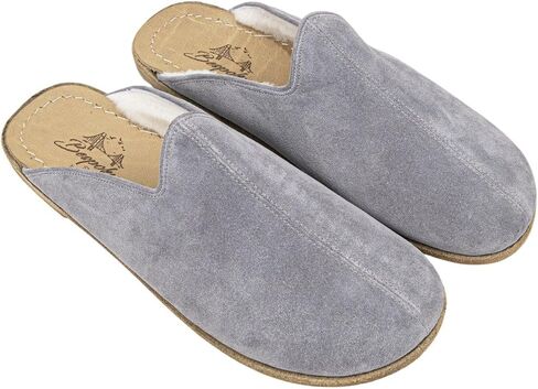 Golden Horn Grey Color Artisan Handcrafted Suede Genuine Leather Grounding Barefoot Shearling Slipper For Men Wide Toe Box Flexible Sole Lightweight Breathable Eco-Friendly Grounding Minimalist Shoes in Saudi Arabia