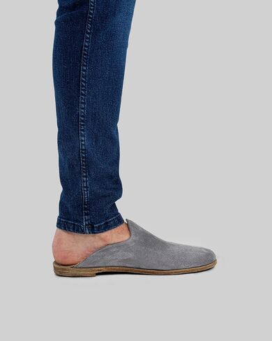 Golden Horn Grey Color Artisan Handcrafted Suede Genuine Leather Grounding Barefoot Shearling Slipper For Men Wide Toe Box Flexible Sole Lightweight Breathable Eco-Friendly Grounding Minimalist Shoes in Saudi Arabia