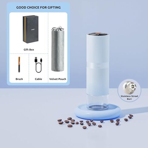 Portable Electric Coffee Grinder, Rechargeable Handheld Grinder with Stainless Steel Conical Burr, Adjustable Grind Settings, for Espresso, Moka, Pour Over, French Press, Cold Brew, Marshmallow in Saudi Arabia