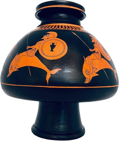 Red Figure Psykter 25cm,vase for cooling wine,Greek Pottery Museum Replica in Saudi Arabia