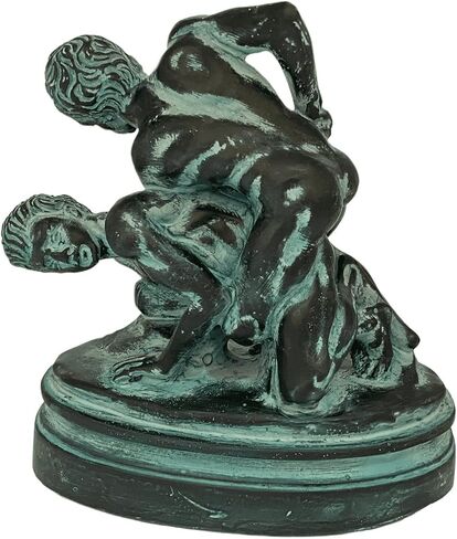Wrestlers Statue,Greek Athletic games,Green Patina Plaster Scuplture 17cm in Saudi Arabia