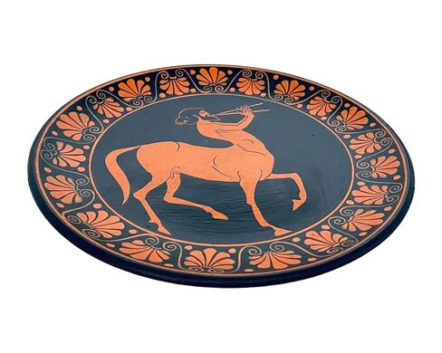 Centaur playing flute,Ancient Greek Red figure Plate 20cm in Saudi Arabia