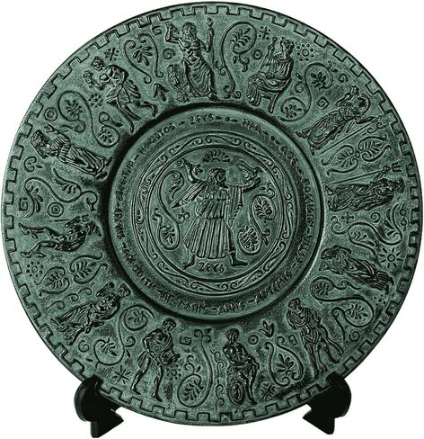 Relief terracotta plate 25cm,Green Patina,reprasanting Ancient Greek Olypmian Gods in Saudi Arabia