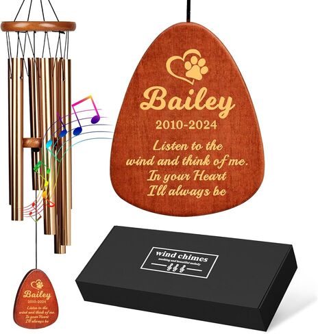 Personalized Dog Memorial Gifts for Loss of Dog, 25.5'' Pet Memorial Gifts for Dogs, Pet Memorial Wind Chimes, Loss of Dogs Sympathy Gift, Pet Passing Away Gift for Loss Loved One(Design 2, Black) in Kuwait