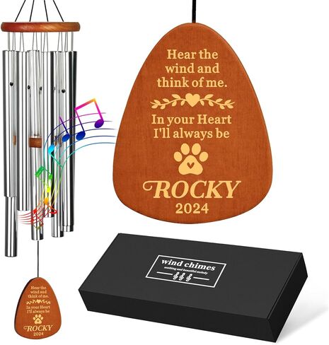 Personalized Dog Memorial Gifts for Loss of Dog, 25.5'' Pet Memorial Gifts for Dogs, Pet Memorial Wind Chimes, Loss of Dogs Sympathy Gift, Pet Passing Away Gift for Loss Loved One(Design 2, Black) in Kuwait