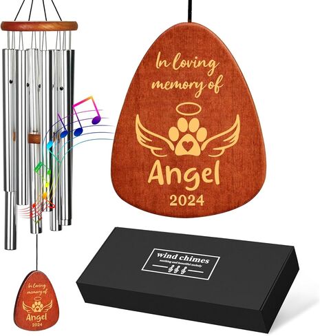 Personalized Dog Memorial Gifts for Loss of Dog, 25.5'' Pet Memorial Gifts for Dogs, Pet Memorial Wind Chimes, Loss of Dogs Sympathy Gift, Pet Passing Away Gift for Loss Loved One(Design 2, Black) in Kuwait