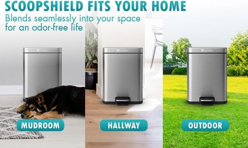 6L Outdoor and Indoor Pet Waste Container, (with one Charcoal Filter), Stainless Steel Can. Lid Opens with Push Step. 12 in x 10 in x 8 in Dimension. in Saudi Arabia