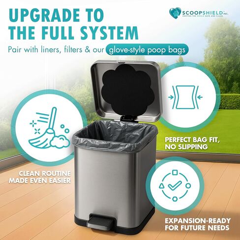 6L Outdoor and Indoor Pet Waste Container, (with one Charcoal Filter), Stainless Steel Can. Lid Opens with Push Step. 12 in x 10 in x 8 in Dimension. in Saudi Arabia