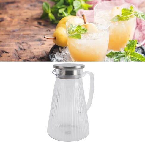 with Lid and Handle 1500ml Acrylic Heat Clear Kettle for Lemonade, Milk, Iced Tea, Cold or Hot Drinks (Style 2) in Kuwait