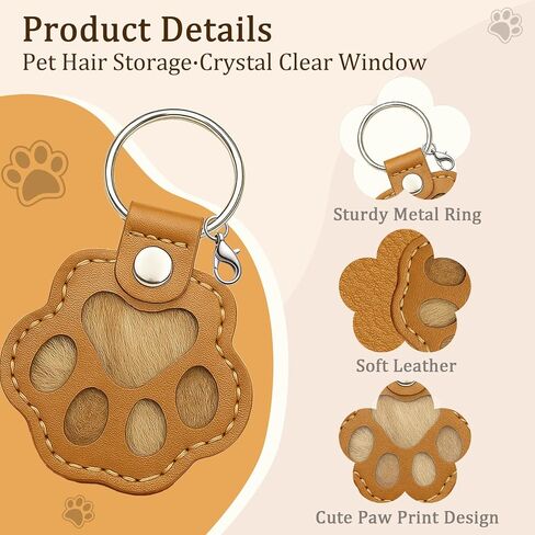 Classic 3 Pcs Dog Fur Storage Keychain,Cute Pet Fur Keepsake Leather Keychain for Collecting Cat and Dog Hair pet Memorial Gifts for Dogs，Black White Brown in Saudi Arabia