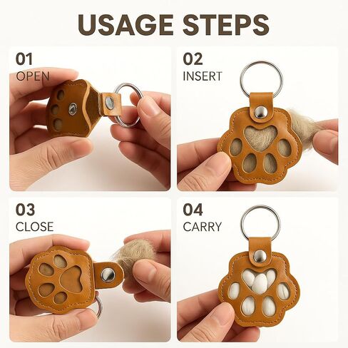 Classic 3 Pcs Dog Fur Storage Keychain,Cute Pet Fur Keepsake Leather Keychain for Collecting Cat and Dog Hair pet Memorial Gifts for Dogs，Black White Brown in Saudi Arabia
