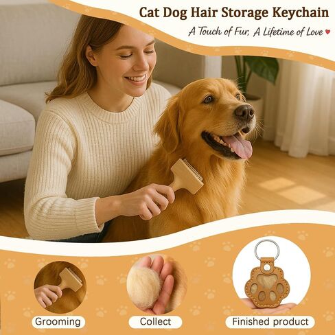 Classic 3 Pcs Dog Fur Storage Keychain,Cute Pet Fur Keepsake Leather Keychain for Collecting Cat and Dog Hair pet Memorial Gifts for Dogs，Black White Brown in Saudi Arabia