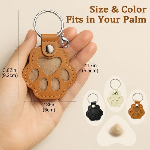 Classic 3 Pcs Dog Fur Storage Keychain,Cute Pet Fur Keepsake Leather Keychain for Collecting Cat and Dog Hair pet Memorial Gifts for Dogs，Black White Brown in Saudi Arabia