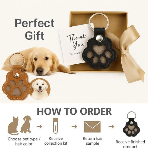 Classic 3 Pcs Dog Fur Storage Keychain,Cute Pet Fur Keepsake Leather Keychain for Collecting Cat and Dog Hair pet Memorial Gifts for Dogs，Black White Brown in Saudi Arabia