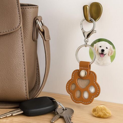 Classic 3 Pcs Dog Fur Storage Keychain,Cute Pet Fur Keepsake Leather Keychain for Collecting Cat and Dog Hair pet Memorial Gifts for Dogs，Black White Brown in Saudi Arabia