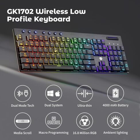 Hexgears X5 لوحة مفاتيح ألعاب ميكانيكية 108 مفاتيح ، Kailh Box Rose Red Red Switch Wired/Wireless 2.4g الوضع المزدوج مع الإضاءة الخلفية LED البيضاء والراحة المعصم المريحة in Kuwait