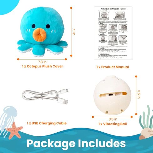 ألعاب الكلاب التفاعلية ، كرة لعبة لعبة الكلب الصاخبة ، لعبة كرة جرو رفافة قابلة لإعادة الشحن مع وضع القفز على الموسيقى للكلاب الصغيرة المتوسطة لإبقائها مشغولة (الأخطبوط) in Kuwait