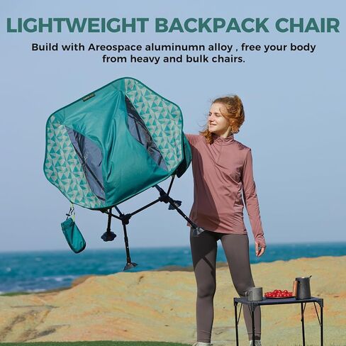 ATEPA UFO3.0 Backpacking Camping Chair, Ultralight Extra Wide Comfortable Folding Chairs 330lbs Heavy Duty Portable Hexagon Ergonomic Height Adjustable Seat with Anti-Sinking Feet for Hiking Outdoor in Saudi Arabia