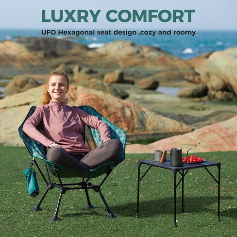 ATEPA UFO3.0 Backpacking Camping Chair, Ultralight Extra Wide Comfortable Folding Chairs 330lbs Heavy Duty Portable Hexagon Ergonomic Height Adjustable Seat with Anti-Sinking Feet for Hiking Outdoor in Saudi Arabia