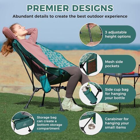 ATEPA UFO3.0 Backpacking Camping Chair, Ultralight Extra Wide Comfortable Folding Chairs 330lbs Heavy Duty Portable Hexagon Ergonomic Height Adjustable Seat with Anti-Sinking Feet for Hiking Outdoor in Saudi Arabia