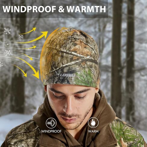 LOOGU Camo Beanie Hat for Hunting, Winter Skull Cap, Men’s Cuffed Beanie with Fleece in Saudi Arabia