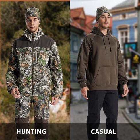LOOGU Camo Beanie Hat for Hunting, Winter Skull Cap, Men’s Cuffed Beanie with Fleece in Saudi Arabia