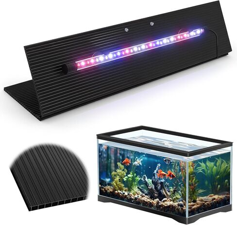 أغطية حوض السمك Sieral من البولي كربونات المظلة مع ضوء LED 29 × 11.38 × 0.12 بوصة لـ 20/29/37 جالون بدون دعامة مركزية لأحواض السمك غطاء خزان الأسماك (أسود) in Kuwait