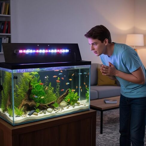 أغطية حوض السمك Sieral من البولي كربونات المظلة مع ضوء LED 29 × 11.38 × 0.12 بوصة لـ 20/29/37 جالون بدون دعامة مركزية لأحواض السمك غطاء خزان الأسماك (أسود) in Kuwait
