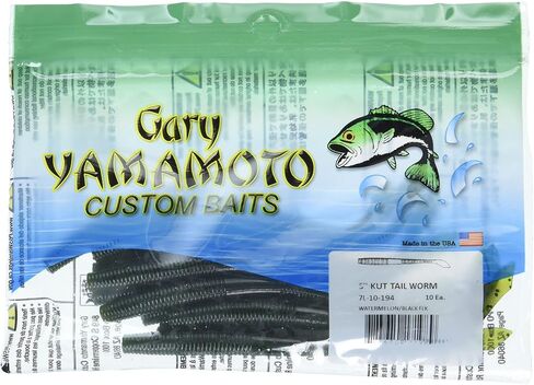 Yamamoto 5" Kut Tail Worm - Realistic Easy-to-Use Soft Plastic Fishing Lure Baits - 10 Pack, Green Pumpkin with Small Red/ 042J in Kuwait