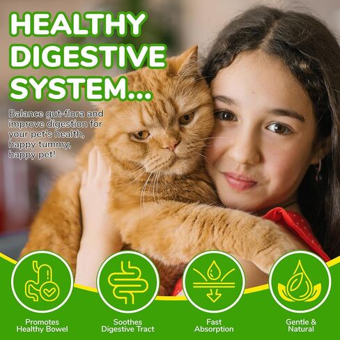 تخفيف إمساك القطط، ملين طبيعي 100% للقطط، منعم سائل لبراز القطط مع 6 بروبيوتيك، يعزز صحة الجهاز الهضمي والأمعاء، نكهة الدجاج المشوي، 2 أونصة سائلة in Kuwait