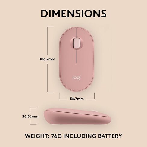 Logitech Pebble Mouse 2 M350S Slim Bluetooth Wireless Mouse ، محمولة ، خفيفة الوزن ، زر قابلة للتخصيص ، نقرات هادئة ، تبديل سهلة لنظام التشغيل Windows و MacOS و iPados و Android و Chrome OS - أسود (متجدد) in Saudi Arabia