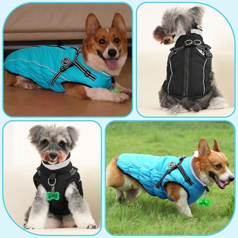سترة مضادة للماء للكلاب مع حزام مدمج، معطف دافئ للكلاب الشتوية الثلجية للكلاب الصغيرة والمتوسطة، ملابس سترة مريحة للطقس البارد مع قلادة مضيئة وشرائط عاكسة، أشرطة قابلة للتعديل in Kuwait