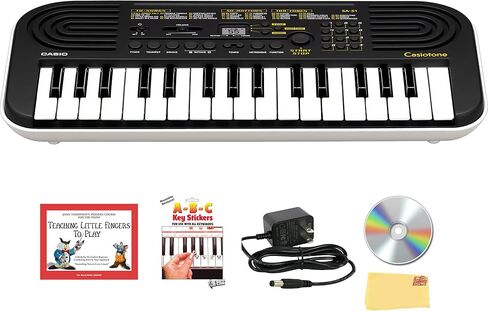 مجموعة لوحة مفاتيح صغيرة من Casio SA-81 مكونة من 44 مفتاحًا مع مصدر طاقة وملصقات مفاتيح وكتاب تعليمي وأقراص DVD التعليمية لأوستن بازار وقطعة قماش تلميع in Saudi Arabia