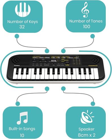 مجموعة لوحة مفاتيح صغيرة من Casio SA-81 مكونة من 44 مفتاحًا مع مصدر طاقة وملصقات مفاتيح وكتاب تعليمي وأقراص DVD التعليمية لأوستن بازار وقطعة قماش تلميع in Saudi Arabia