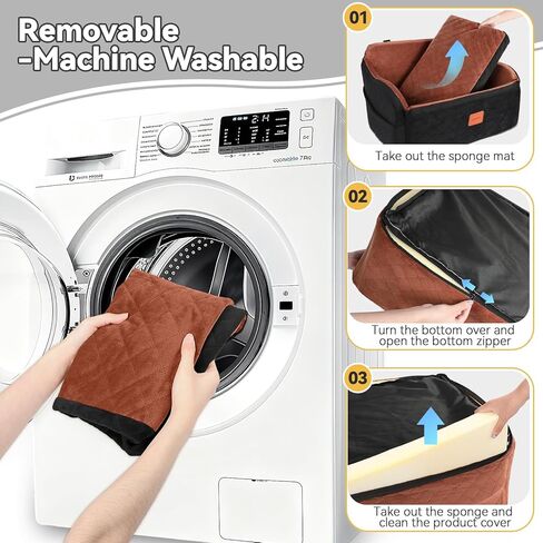 مقعد سيارة للكلاب المتوسطة والكبيرة، مقعد معزز للحيوانات الأليفة من الإسفنج الذكي لأقل من 55 رطلاً أو كلبين صغيرين، سرير سيارة للكلاب قابل للفصل والغسل للمقعد الخلفي مع مقاود وجيوب أمان (أسود، كبير) in Kuwait