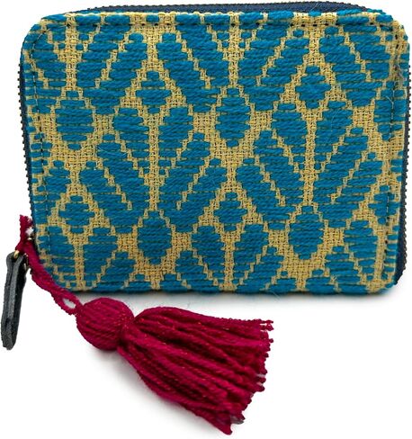 Wallet "Matilde", made by Jühue Artesanal, Handmade wallet made in Mexico, Blue wallet, Hand embroidery, Unique piece, Embroidered wallet, Mexican embroidery, Made in Mexico, Handmade in Saudi Arabia